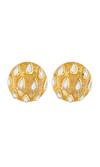 Shop Isharya Gold Plated Mirrors Lucent Stone Embellished Studs at Aza Fashions Shop_Isharya_Gold Plated Mirrors Lucent Stone Embellished Studs _at_Aza_Fashions
