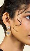 Buy_ISHARYA_Gold Plated Mirror Libra Finish Stone Embellished Drop Earrings _at_Aza_Fashions