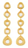 Shop_ISHARYA_Gold Plated Mirror Boondein Finish Stone Embellished Drop Earrings _at_Aza_Fashions