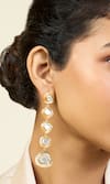 ISHARYA_Gold Plated Mirror Boondein Finish Stone Embellished Drop Earrings _Online_at_Aza_Fashions