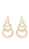 Shop_ISHARYA_Gold Plated Mirror Mehrunisa Finish Stone Embellished Chandelier Earrings _at_Aza_Fashions