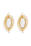 Shop_ISHARYA_Gold Plated Mirror Finish Stone And Pearl Embellished Studs _at_Aza_Fashions