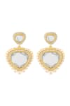 Shop_ISHARYA_Gold Plated Mirror Lucent Libra Drop Earrings _at_Aza_Fashions