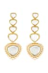 Shop_ISHARYA_Gold Plated Mirror Sheesh Mahal Finish Stone Embellished Drop Earrings _at_Aza_Fashions