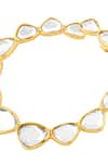 Shop_ISHARYA_Gold Plated Mirror Finish Stone Embellished Hoops _Online_at_Aza_Fashions