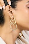 ISHARYA_Gold Plated Mirror Teesra Finish Stone Embellished Earrings _Online_at_Aza_Fashions