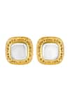 Shop_ISHARYA_Gold Plated Mirror Finish Stone Embellished Studs _at_Aza_Fashions