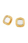 Buy_ISHARYA_Gold Plated Mirror Finish Stone Embellished Studs _Online_at_Aza_Fashions