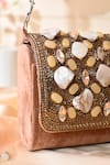 La Fiza_Gold Cutdana Aura Stone Embellished Clutch Bag _Online_at_Aza_Fashions