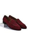 Buy_Wednesday Lifestyle_Burgundy Plain Berlin Suede Leather Penny Loafers _at_Aza_Fashions