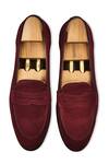 Shop_Wednesday Lifestyle_Burgundy Plain Berlin Suede Leather Penny Loafers _at_Aza_Fashions