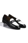 Buy_Wednesday Lifestyle_Black Colour Block Berlin Leather Penny Loafers _at_Aza_Fashions