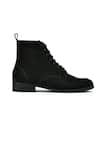 Wednesday Lifestyle_Black Plain Cooper Suede Leather Riding Boots _Online_at_Aza_Fashions