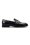 Wednesday Lifestyle_Black Textured Harvey Croco Buckle Loafers _Online_at_Aza_Fashions