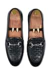 Shop_Wednesday Lifestyle_Black Woven Embossed Kalci Vamp Loafers _at_Aza_Fashions