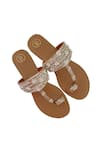 Buy_PREET KAUR_Brown Hand Embroidery Blooming Kolhapuri Flats _at_Aza_Fashions