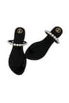 Buy_PREET KAUR_Black Hand Embroidery Pearl Flats _at_Aza_Fashions