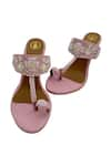 Buy_PREET KAUR_Pink Hand Embroidery Rose Wedges _at_Aza_Fashions