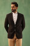 Buy_DUSALA_Black Wool Blend Solid Aaron Straight Blazer _Online_at_Aza_Fashions