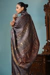 DUSALA_Grey Kosa Silk Woven Abstract Iris Saree With Running Blouse Piece _Online_at_Aza_Fashions