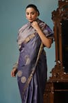 Buy_DUSALA_Grey Kosa Silk Woven Abstract Lotus Saree With Running Blouse Piece 