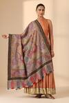 Buy_Dusala_Multi Color Margot Handwoven Kalamkari Adda Work Shawl _at_Aza_Fashions