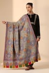 Shop_Dusala_Multi Color Sherly Pashmina Kalamkari Shawl _at_Aza_Fashions