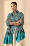 Shop Dusala Blue Aaravi Handwoven Jama Waar Work Shawl at Aza Fashions Shop_Dusala_Blue Aaravi Handwoven Jama Waar Work Shawl _at_Aza_Fashions
