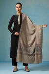 Shop_Dusala_Grey Emilia Paper Mache Gulaab Work Shawl _at_Aza_Fashions