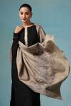 Dusala_Grey Emilia Paper Mache Gulaab Work Shawl _Online_at_Aza_Fashions