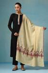 Buy_Dusala_Cream Simone Floral Pattern Kashmiri Shawl _at_Aza_Fashions