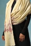 Dusala_Cream Simone Floral Pattern Kashmiri Shawl _Online_at_Aza_Fashions