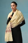 Buy_Dusala_Cream Simone Floral Pattern Kashmiri Shawl _Online_at_Aza_Fashions