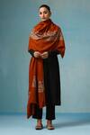 Buy_Dusala_Brown Beatrice Gulaab Work Shawl_at_Aza_Fashions