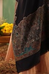 Dusala_Black Gargi Mughal Border Woven Stole _Online_at_Aza_Fashions