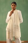 Shop_Dusala_White Saavi Stone Embellished Stole _at_Aza_Fashions