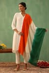 Shop_DUSALA_Multi Color Indian Flag Ulji Pattern Stole _at_Aza_Fashions