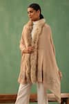 Buy_Dusala_Beige Margha Fur Border Embellished Stole_Online_at_Aza_Fashions
