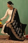 Buy_Dusala_Black Agasti Aari Embroidered Shawl _at_Aza_Fashions
