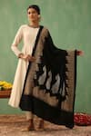 Shop_Dusala_Black Agasti Aari Embroidered Shawl _at_Aza_Fashions