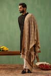 Shop_DUSALA_Beige Woven Tvash Cashmere Kani Stole _at_Aza_Fashions