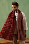 Buy_DUSALA_Maroon Woven Riyaz Checkered Stole _at_Aza_Fashions