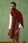 Buy_DUSALA_Maroon Woven Riyaz Checkered Stole _Online_at_Aza_Fashions