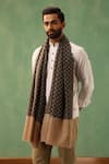 Buy_DUSALA_Black Woven Rivaz Checkered Stole _at_Aza_Fashions