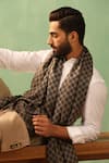 Shop_DUSALA_Black Woven Rivaz Checkered Stole _at_Aza_Fashions