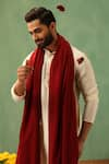 DUSALA_Red Woven Cohen Solid Shawl _Online_at_Aza_Fashions