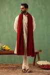 Buy_DUSALA_Red Woven Cohen Solid Stole _at_Aza_Fashions