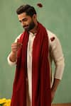 Shop_DUSALA_Red Woven Cohen Pashmina Solid Stole _Online_at_Aza_Fashions