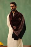 Shop_DUSALA_Brown Floral Ruby Pashmina Shawl _at_Aza_Fashions