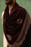 DUSALA_Brown Floral Ruby Pashmina Shawl _Online_at_Aza_Fashions